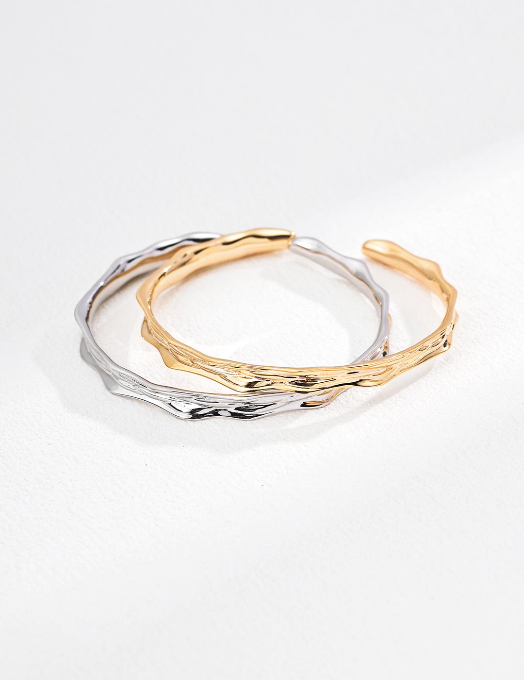 Sterling Silver Wave Cuff Bracelet, Adjustable Minimalist Bangle, Gold Ripple Stacking Bracelet, Simple Everyday Jewelry, Gift For Her
