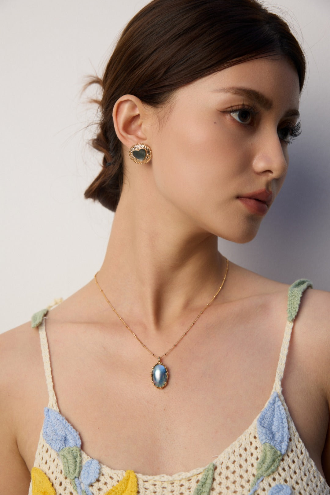 Ocean's Gentle Glow: S925 Silver Mabe Pearl Necklace | Vintage Gold Organic Bezel, Sophisticated Style
