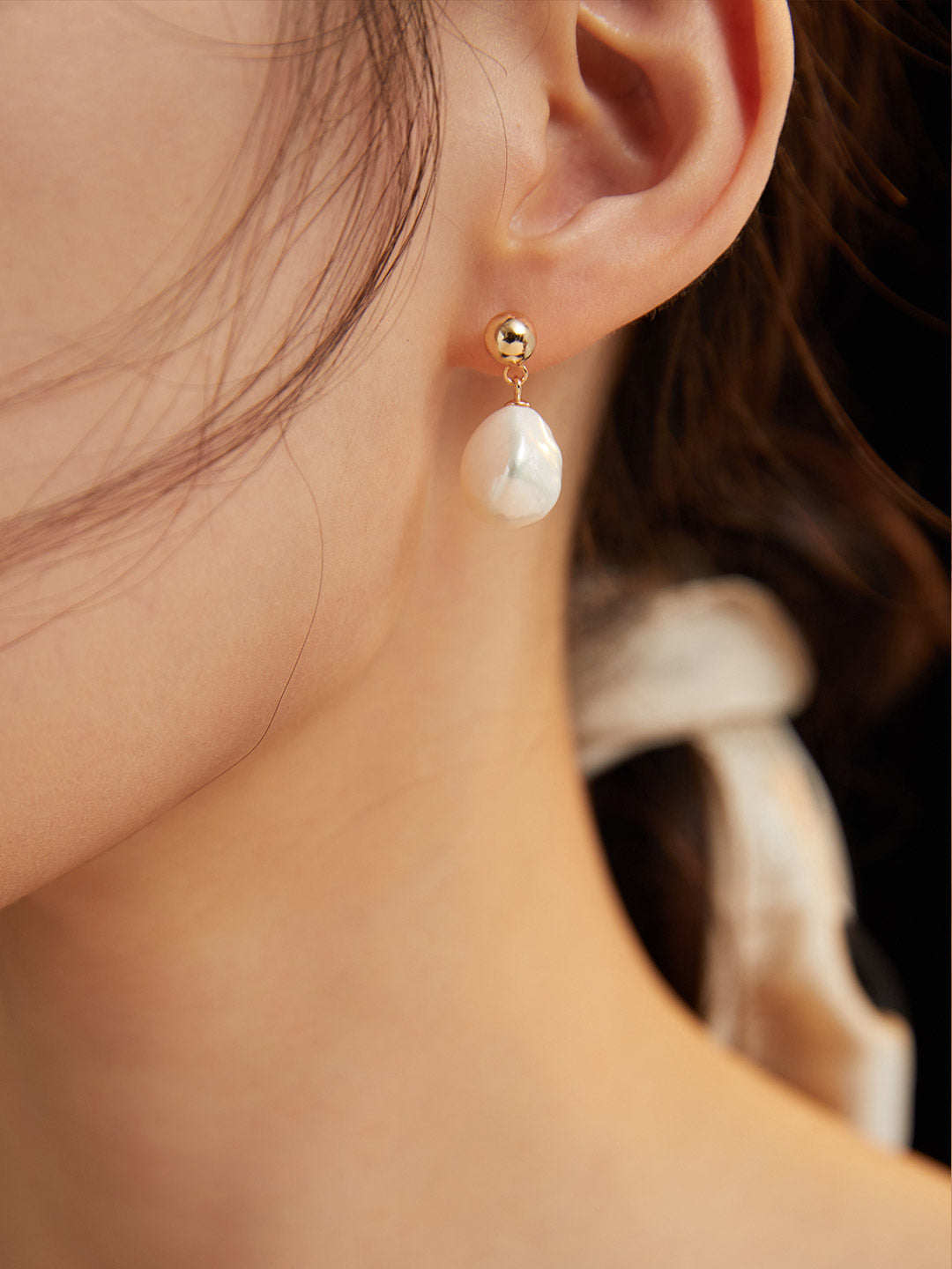 Baroque Pearl Drop Earrings, Gold Irregular Pearl Dangle Earrings, 925 Sterling Silver, Minimalist Bridal Jewelry, Bridesmaid Gift For Her