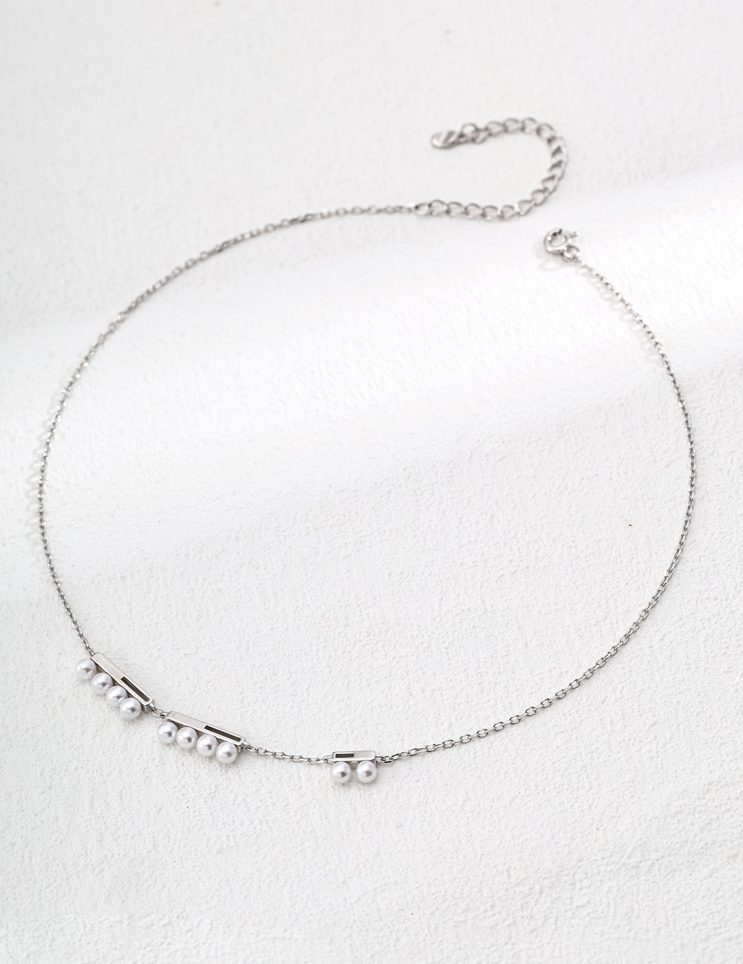 S925 Silver Linear Bar Faux Pearl Necklace | Minimalist Elegant Choker (Vintage Gold/White Gold)