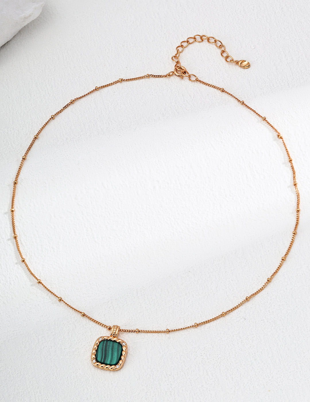 Vintage Palace Style S925 Silver Malachite Pendant Necklace and Earrings | Rope Bezel Zircon Accents, Elegant Charm