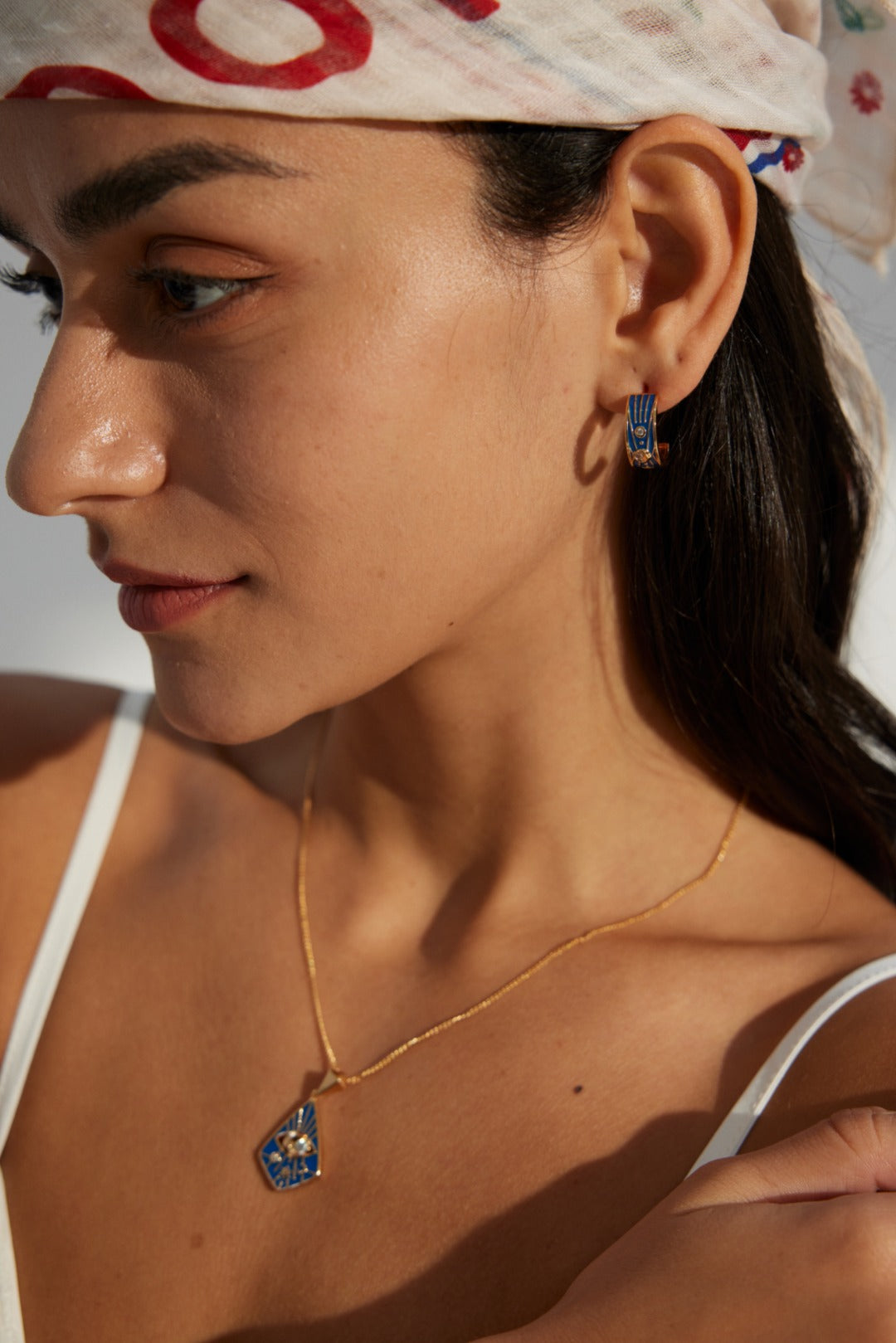 Eye of Providence: S925 Silver Blue Enamel Necklace | Vintage Gold Zircon Accent Unique Symbol Pendant