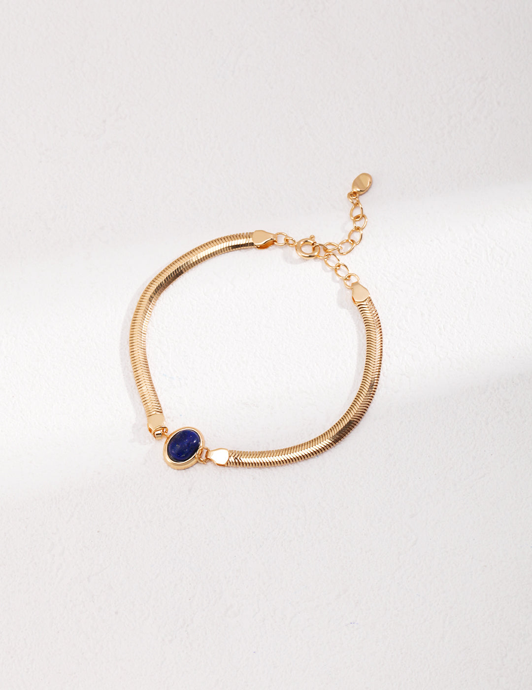 Elegant Herringbone Chain Bracelet | S925 Silver with Natural Gemstone | Lapis Lazuli/Tiger's Eye