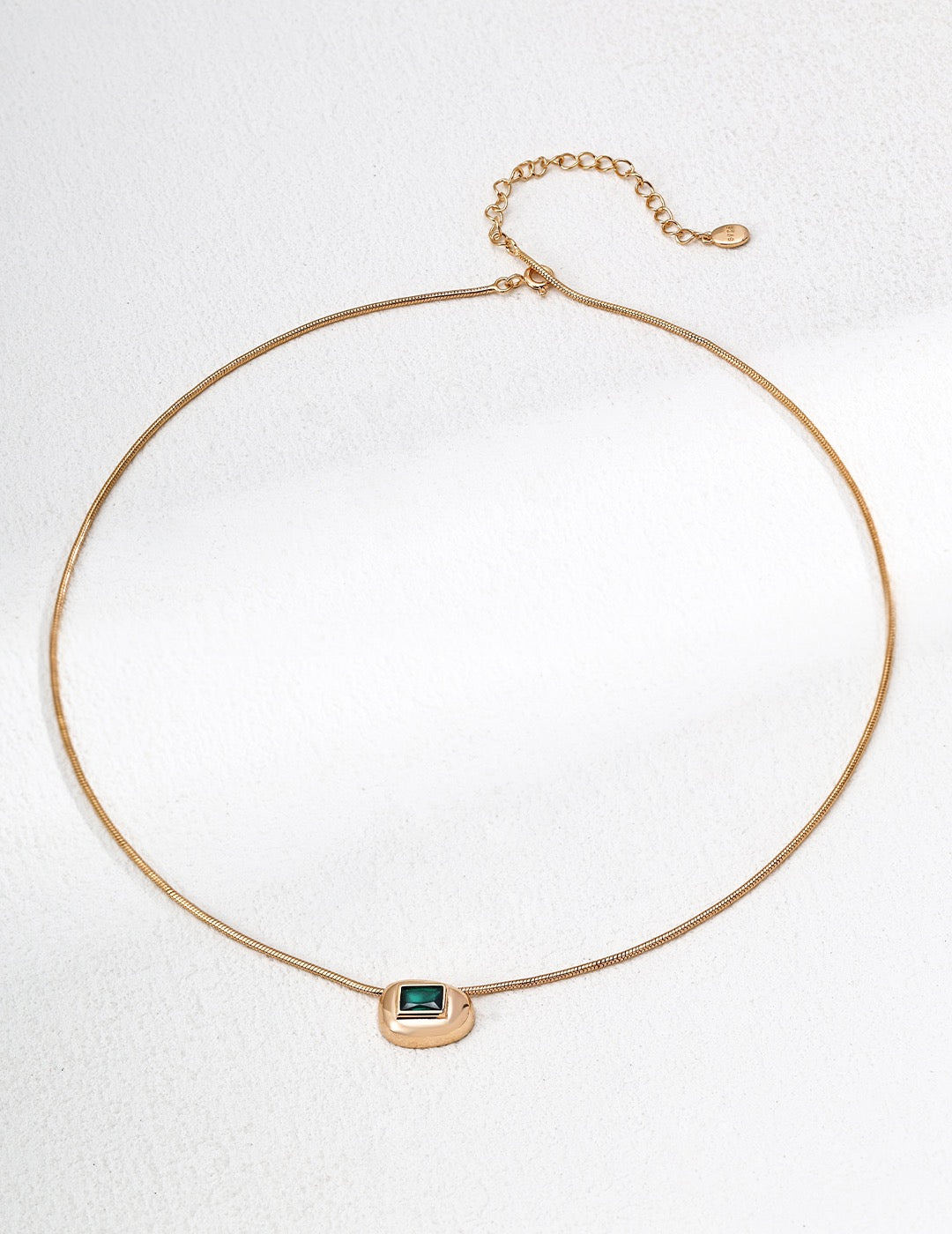 Emerald-Inspired Teardrop Pendant Necklace - Adjustable S925 Silver Chain