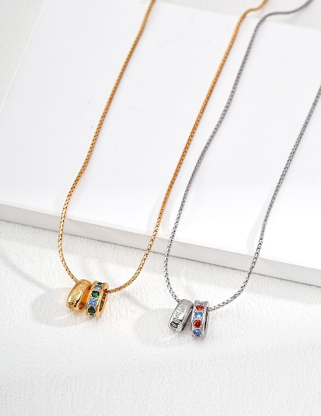 Rainbow Zircon Necklace, Sterling Silver Colorful Gemstone Pendant, Dainty Circle Charm, Minimalist Everyday Jewelry, Gold Stacking Necklace