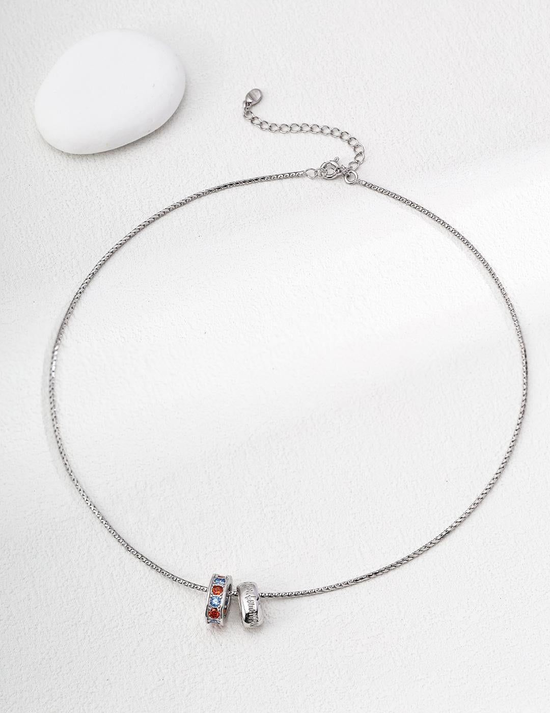 Rainbow Zircon Necklace, Sterling Silver Colorful Gemstone Pendant, Dainty Circle Charm, Minimalist Everyday Jewelry, Gold Stacking Necklace