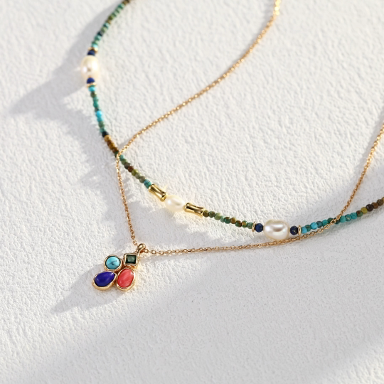 Lucky Clover: S925 Silver Natural Multi-Gemstone Necklace | Vintage Gold Exquisite Pendant