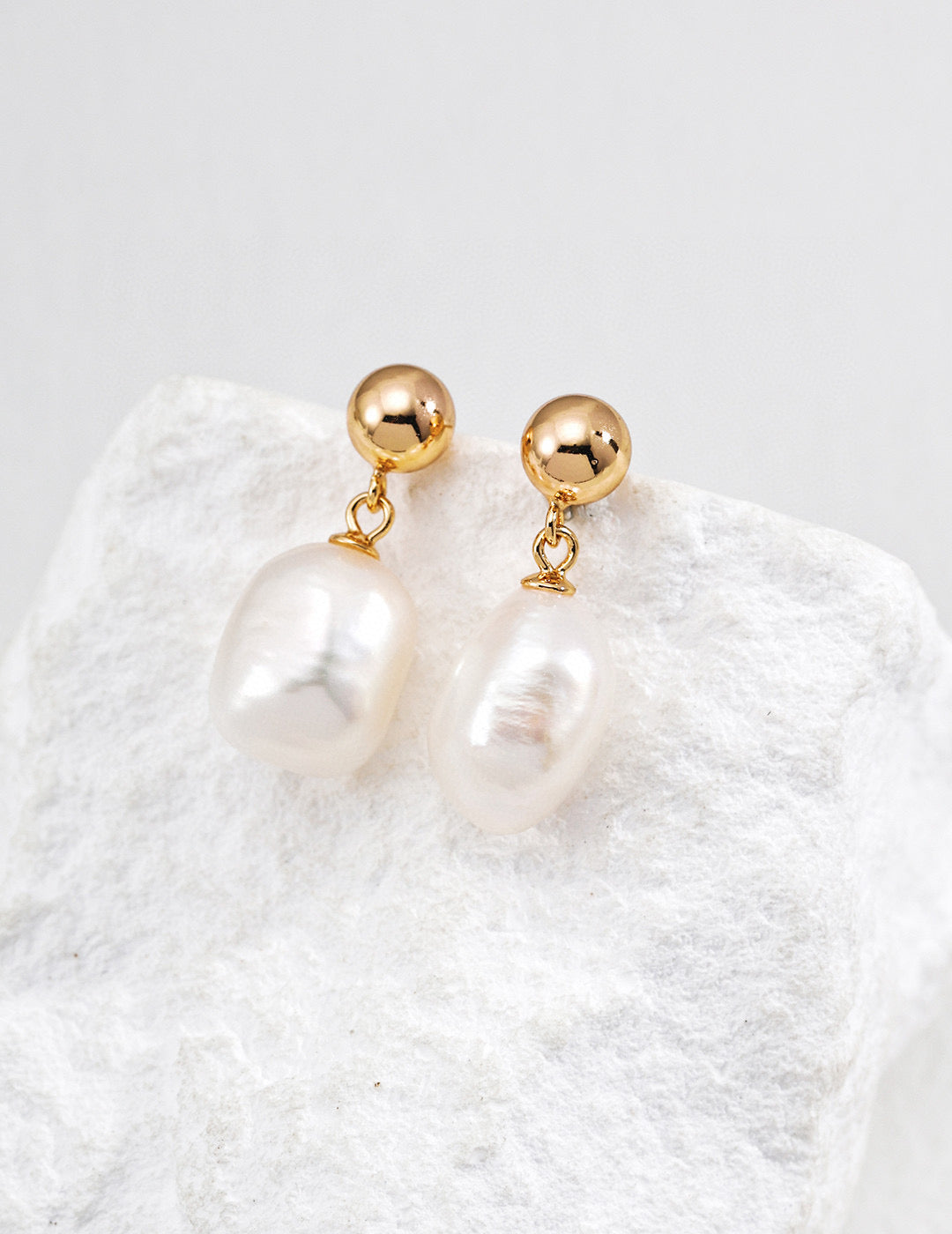 Baroque Pearl Drop Earrings, Gold Irregular Pearl Dangle Earrings, 925 Sterling Silver, Minimalist Bridal Jewelry, Bridesmaid Gift For Her