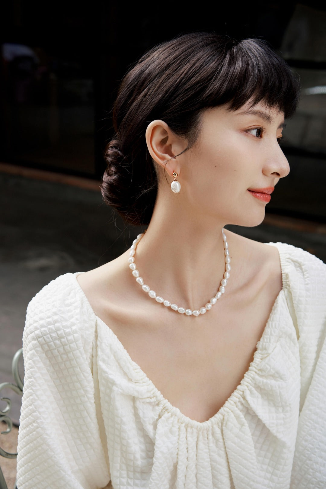 Baroque Pearl Drop Earrings, Gold Irregular Pearl Dangle Earrings, 925 Sterling Silver, Minimalist Bridal Jewelry, Bridesmaid Gift For Her