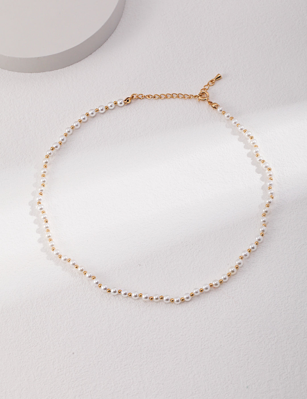 Vintage Gold-Tone Natural Rice & Round Pearl Dainty Choker Necklace