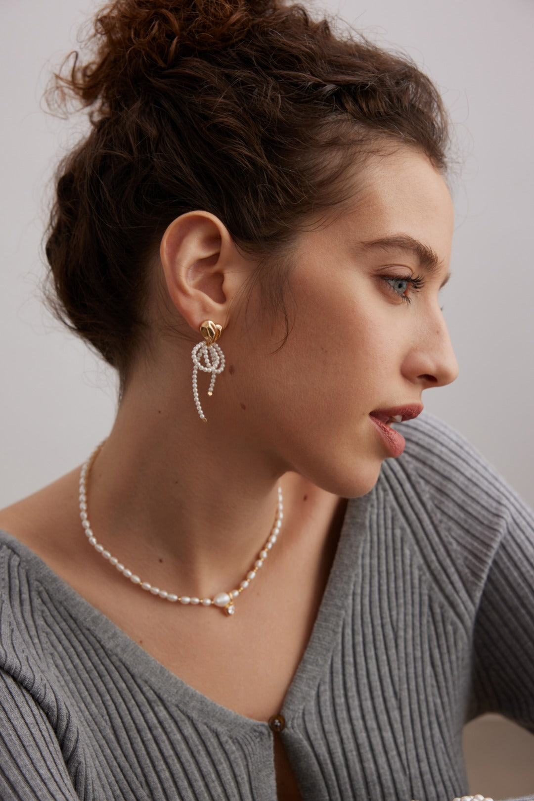S925 Silver Vintage Gold Natural Pearl & Zircon Charm Necklace | Dainty Adjustable Choker