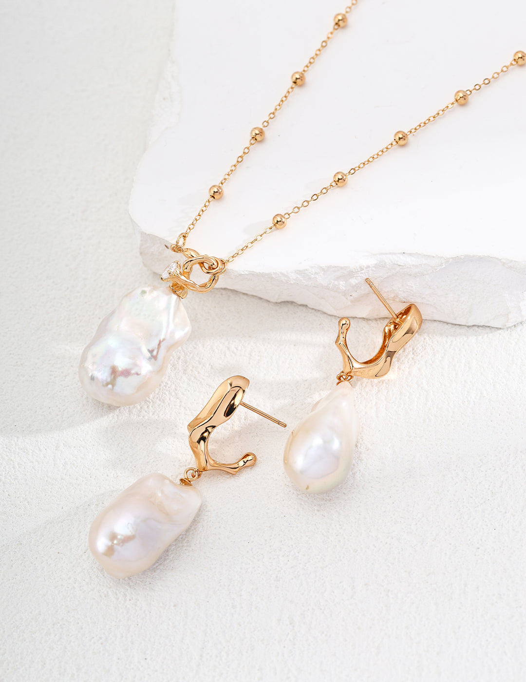 French Vintage Baroque Natural Pearl Necklace | S925 Silver Adjustable Beaded Chain, Elegant