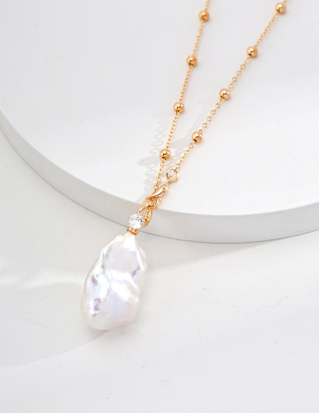 French Vintage Baroque Natural Pearl Necklace | S925 Silver Adjustable Beaded Chain, Elegant