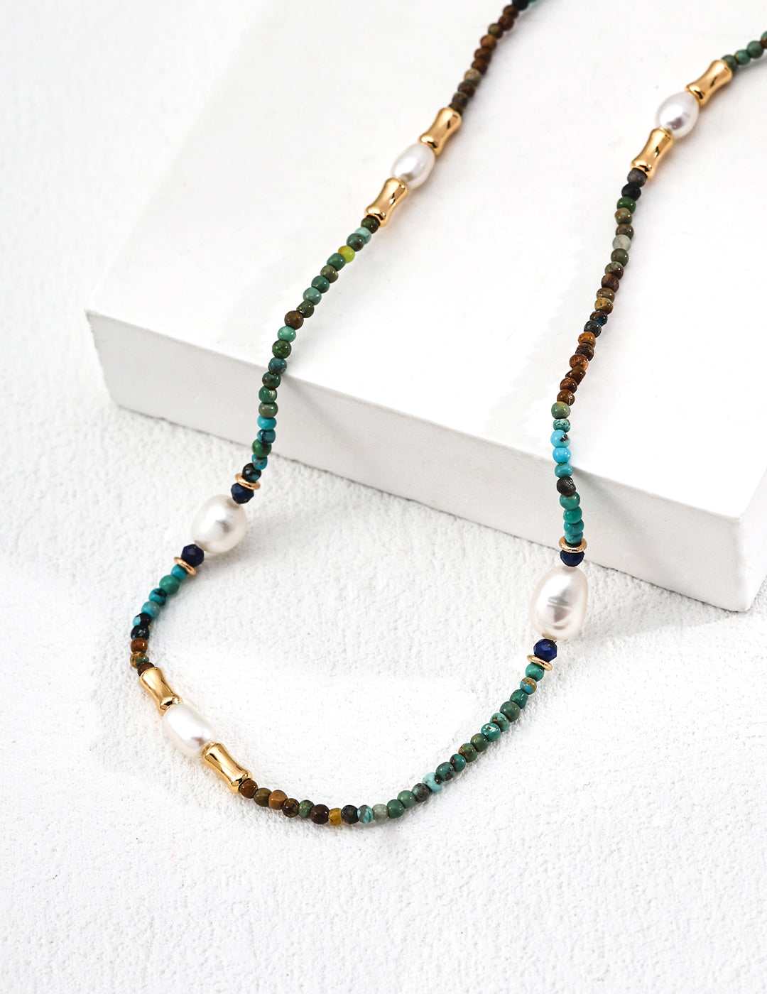 Bohemian Holiday: S925 Silver Pearl & Multi-Gemstone Beaded Necklace | Layerable Vintage Style