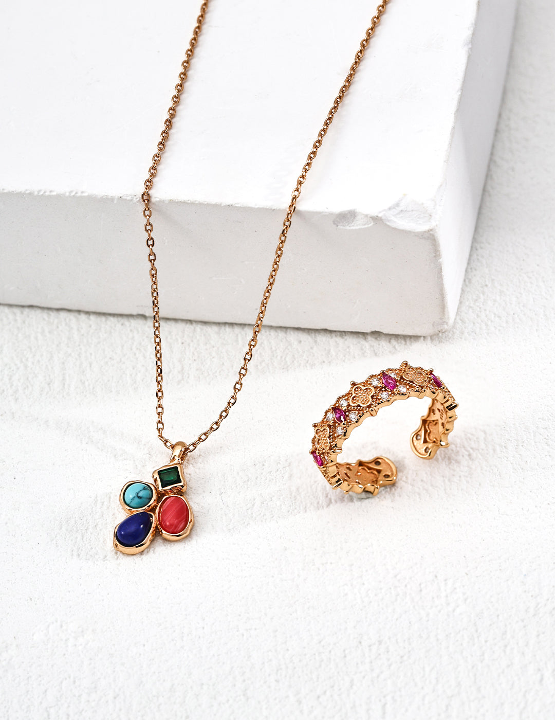 Lucky Clover: S925 Silver Natural Multi-Gemstone Necklace | Vintage Gold Exquisite Pendant