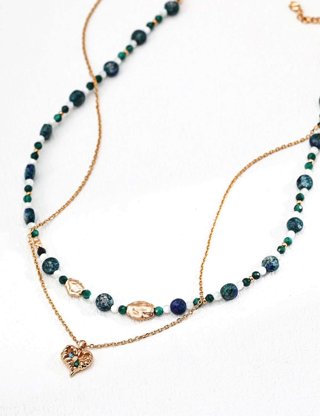 Vintage Gold S925 Silver Heart Necklace and Earrings Set | Romantic Textured Jewelry