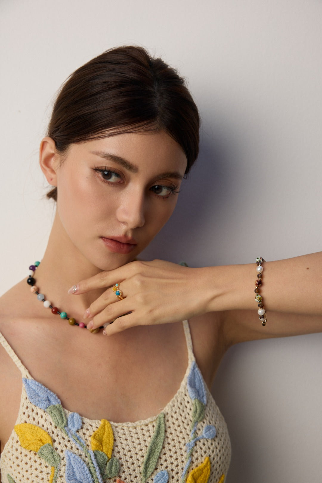 Van Gogh Starry Night Inspired S925 Silver Vintage Gold Multi-Gemstone Adjustable Ring | Starry Night Dream