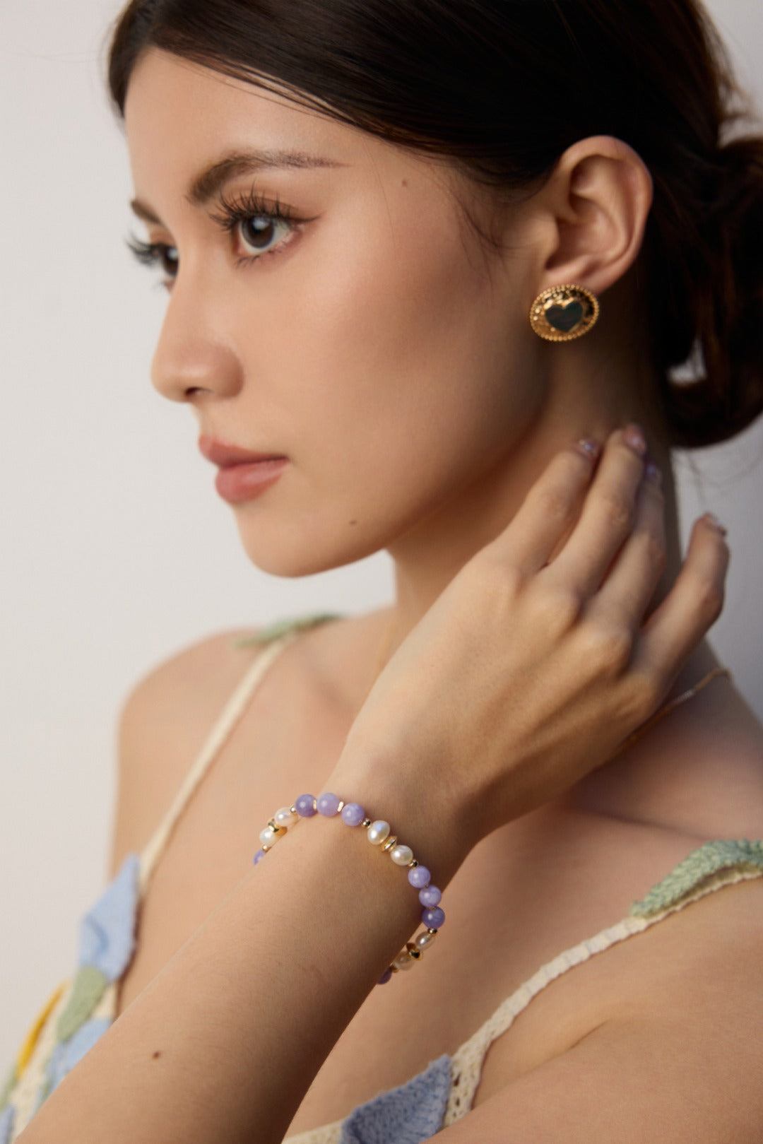 Textured Heart Earrings with Iridescent Shell Inlay | S925 Sterling Silver Gold and Silver