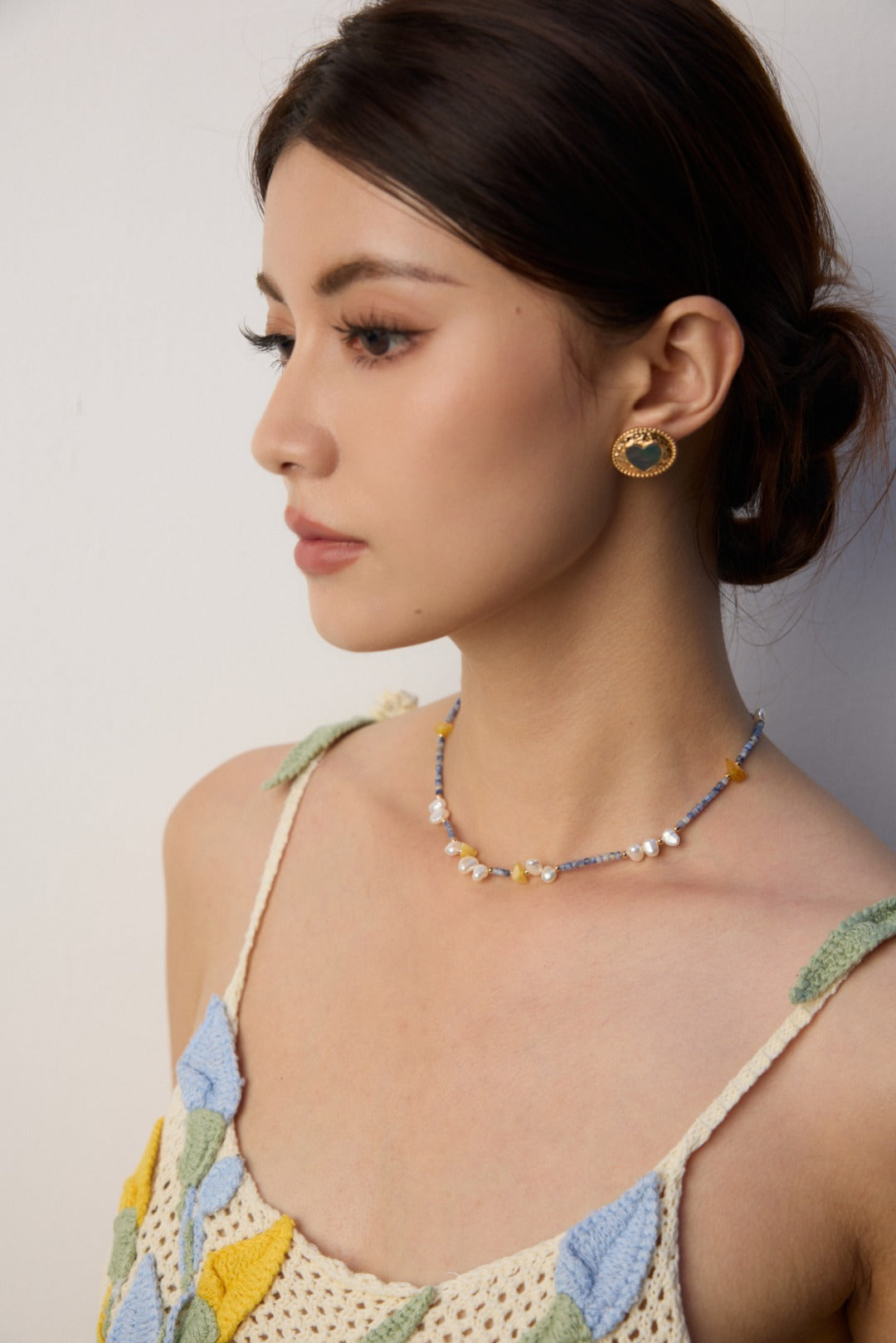 Textured Heart Earrings with Iridescent Shell Inlay | S925 Sterling Silver Gold and Silver