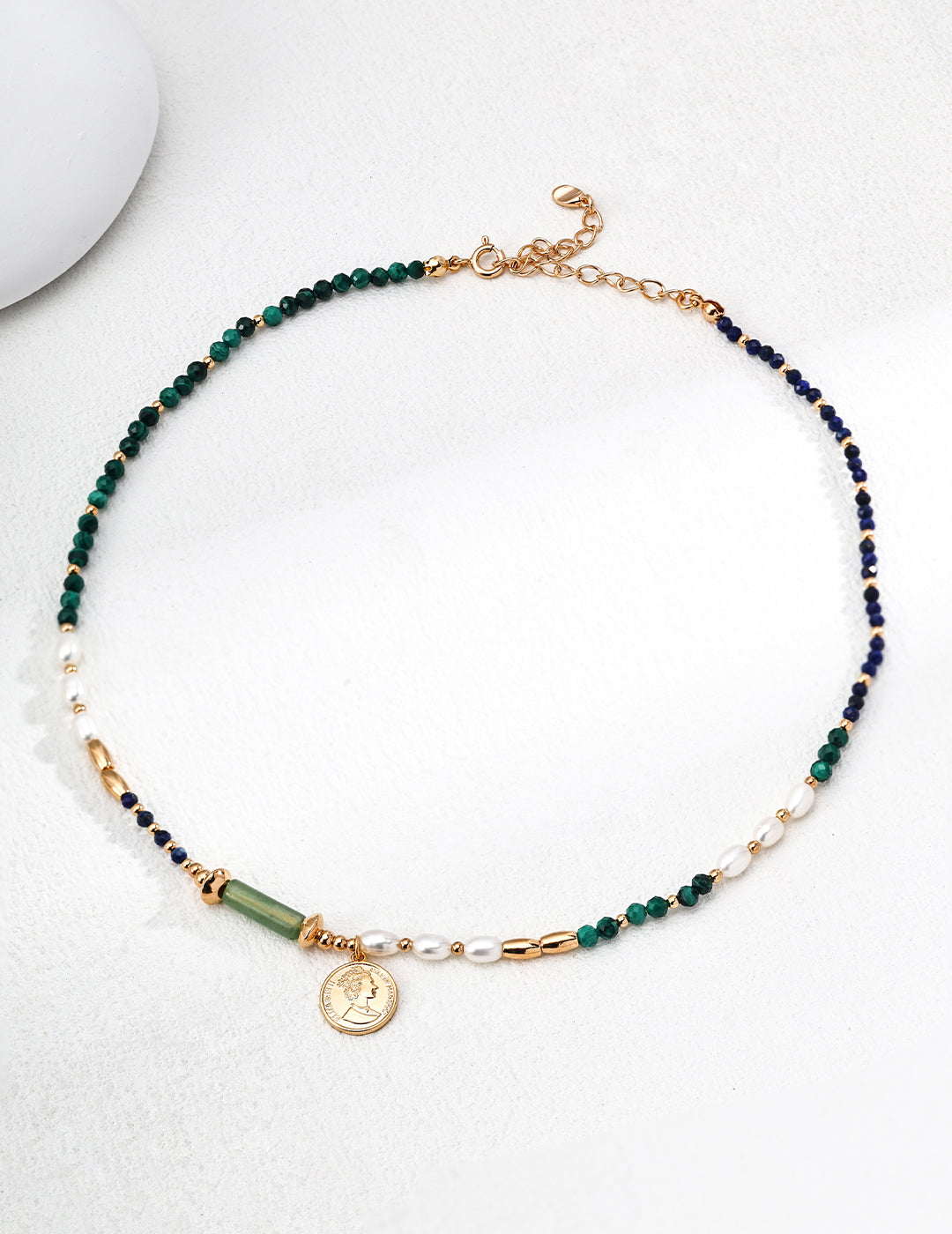 Vintage Gold-Tone Natural Gemstone & Pearl Sterling Silver Necklace | Bracelet | Earrings